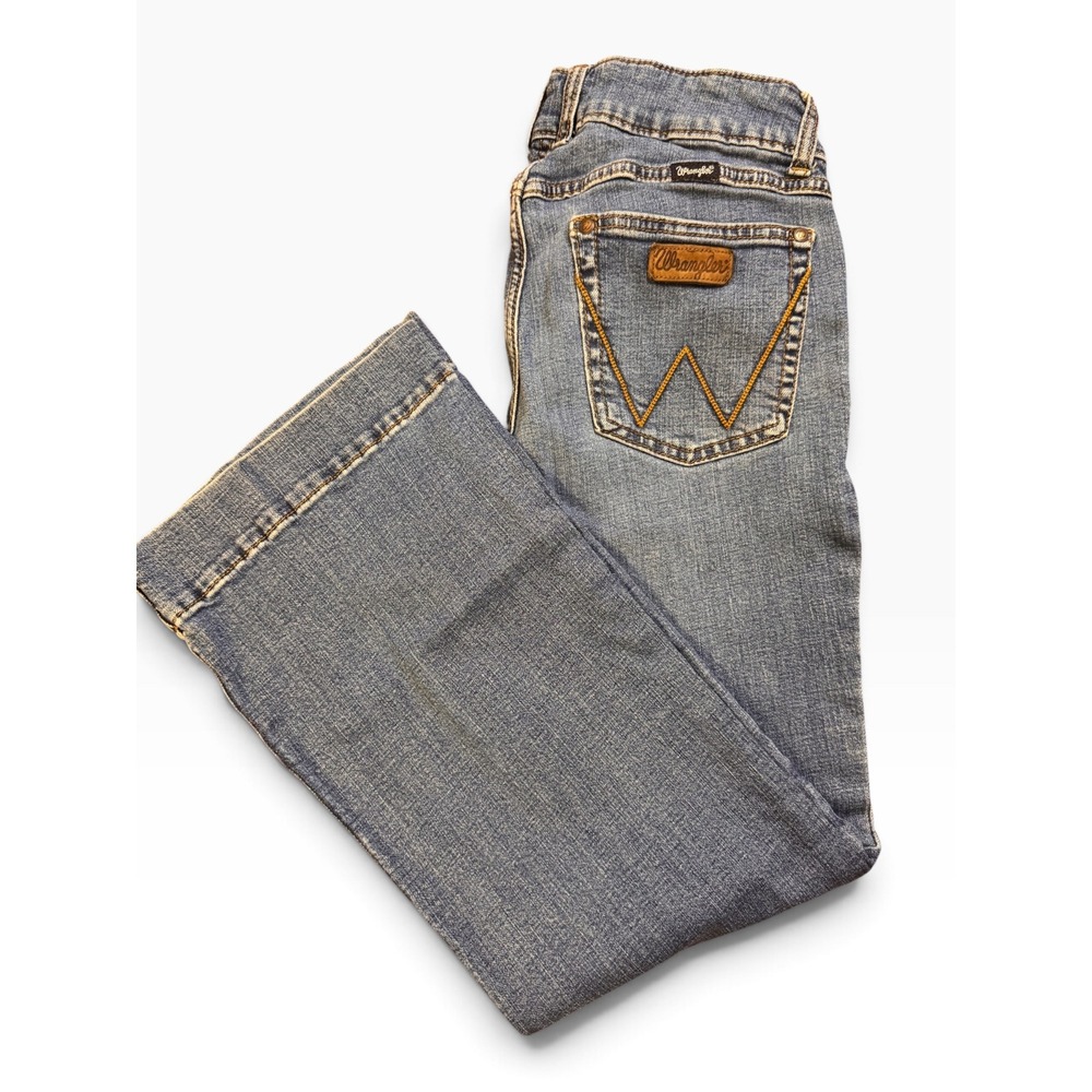 Wrangler Womens Mid Rise Flare Leg Jeans Medium Wash Blue Denim 11x30 09MWWYF